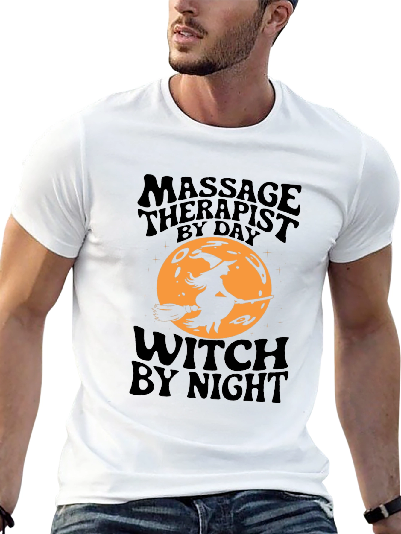 Black Massage Therapist Witch T-Shirt - Halloween Edition view 13