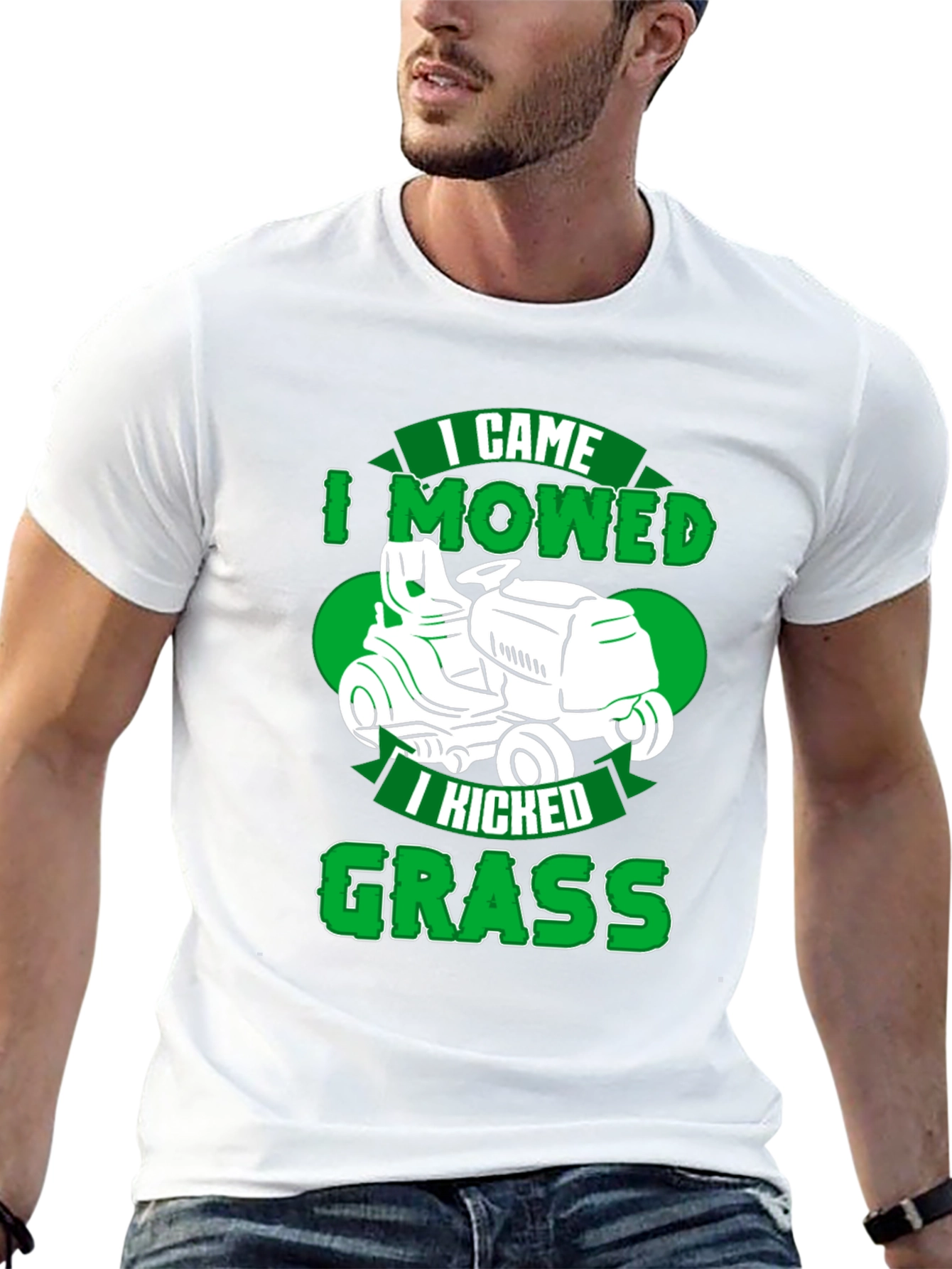 Black Funny Lawn Mowing T-Shirt - I Came, I Mowed, I Kicked Grass view 13