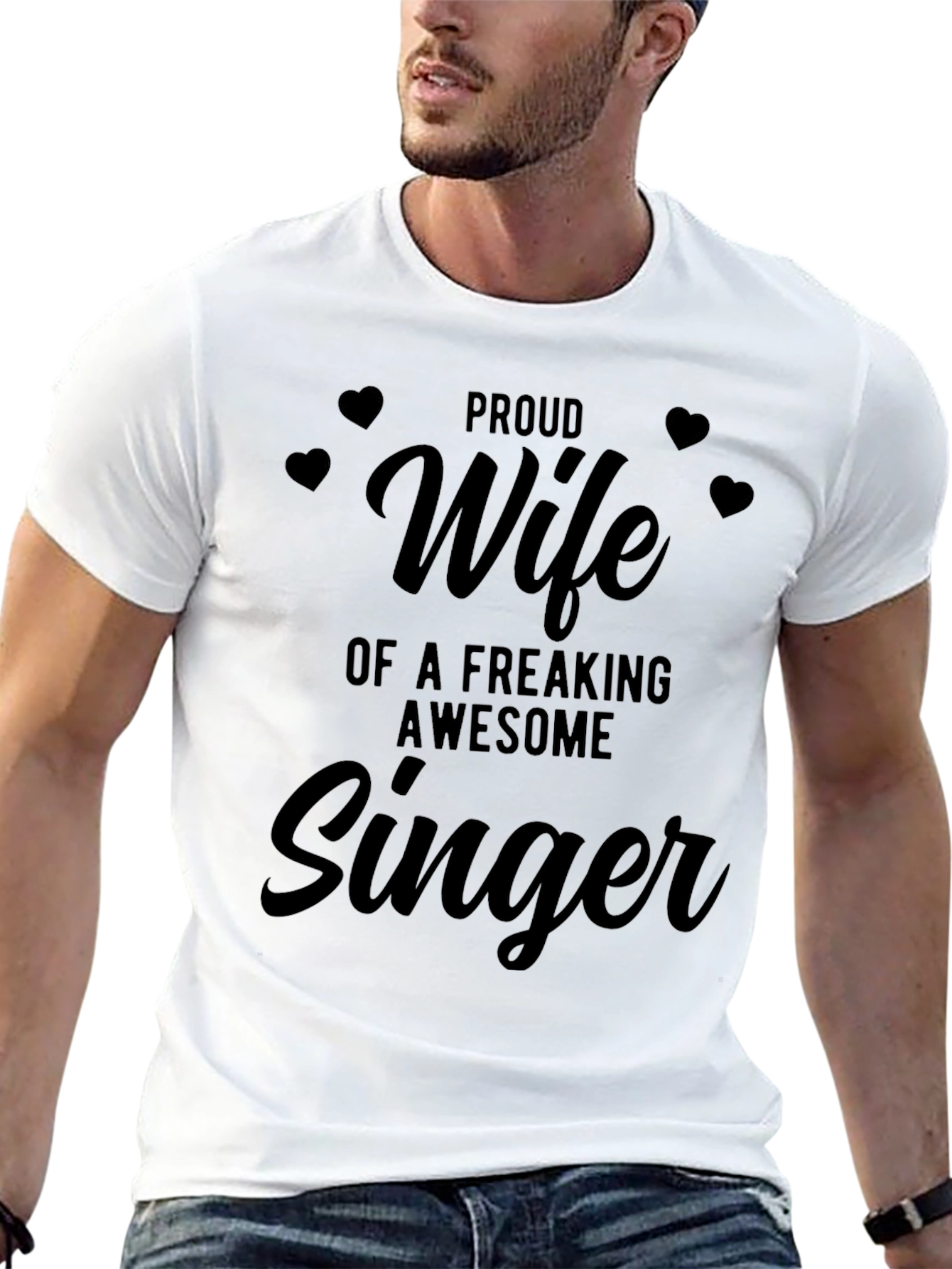 Black Proud Wife of Singer T-Shirt view 13