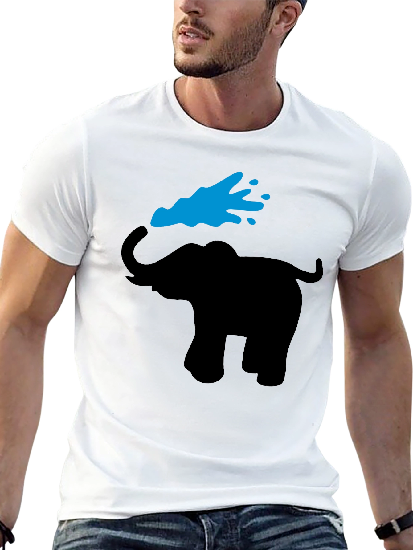 Black Elephant Graphic Tee - Black Cotton T-Shirt view 13