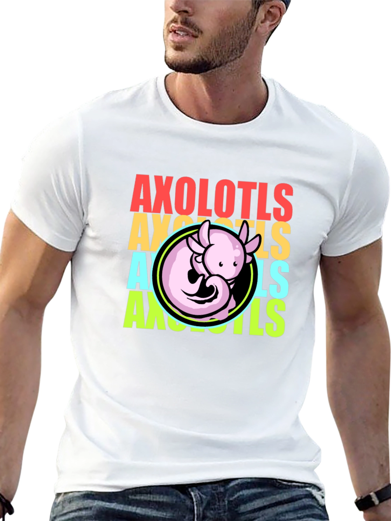 Black Axolotls Graphic Tee - Cool Amphibian T-Shirt view 13