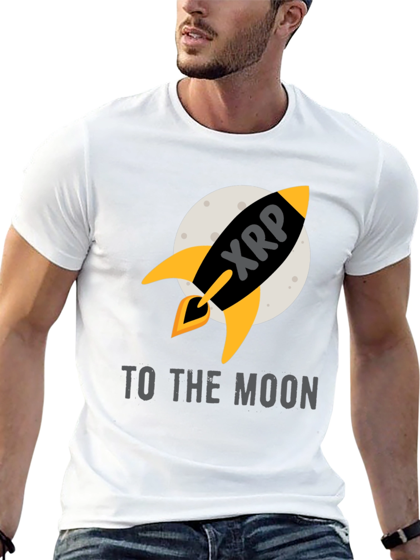 Black XRP Rocket to the Moon T-Shirt view 13