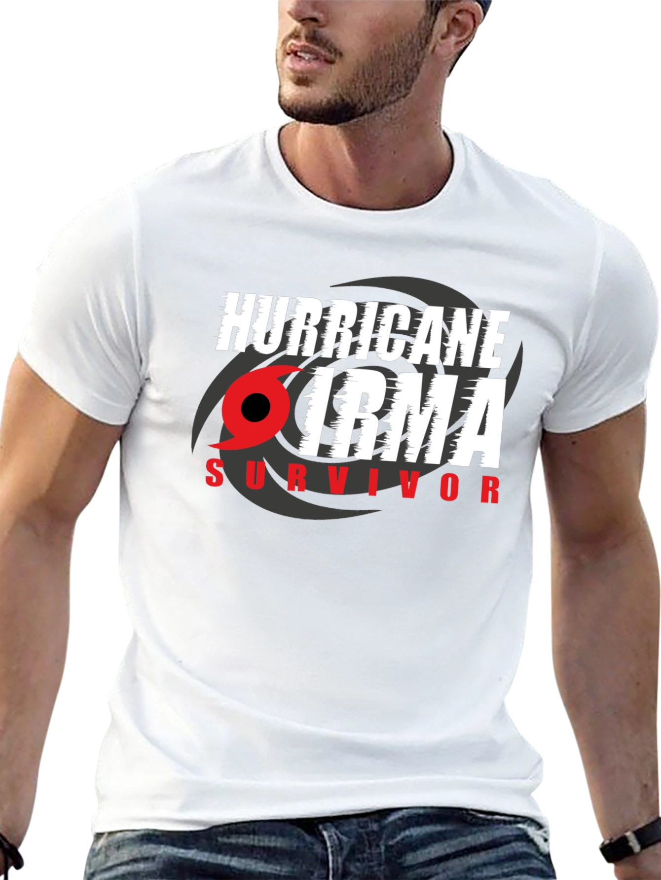 Black Hurricane Irma Survivor T-Shirt view 13