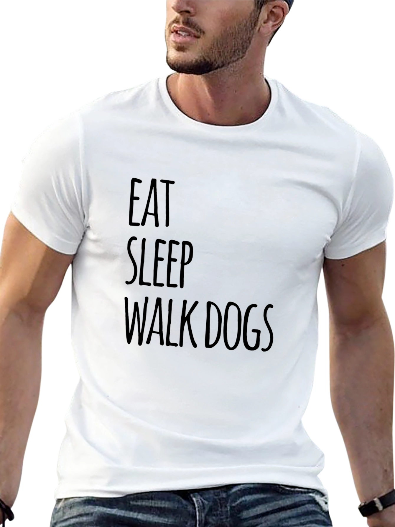 Black Eat Sleep Walk Dogs Graphic Tee - Black Casual T-Shirt view 13