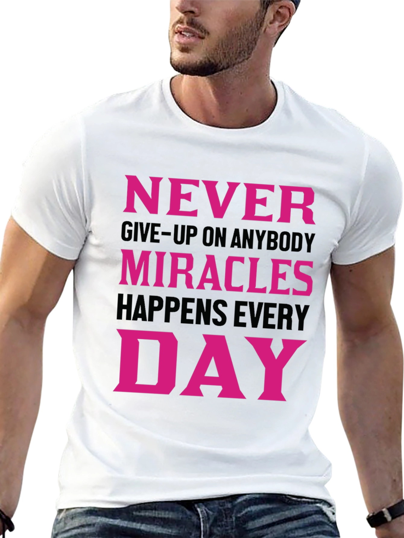 Black Inspirational Miracles Happen Everyday T-Shirt view 13