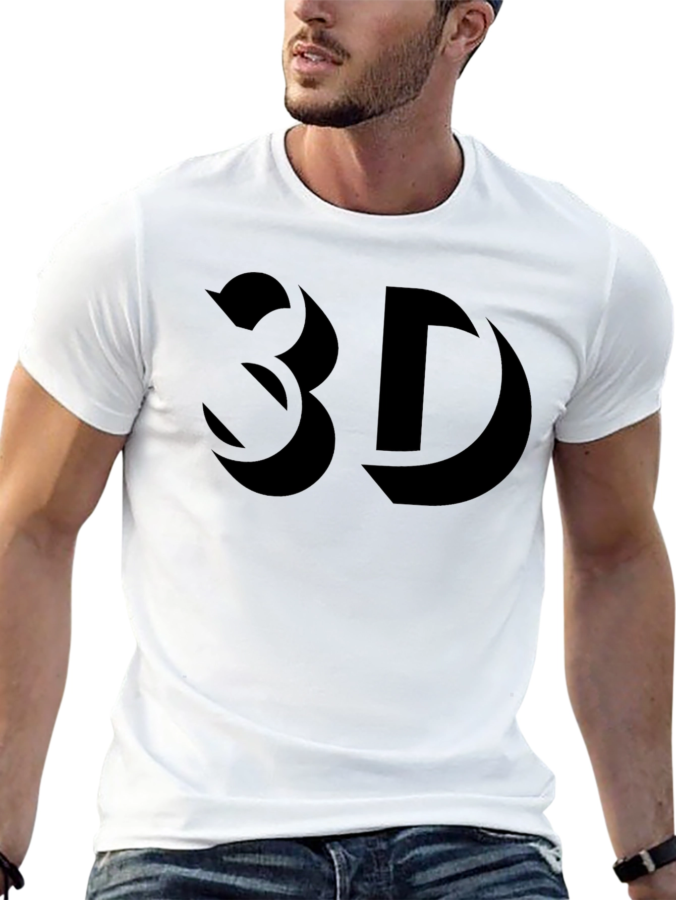 Black Bold 3D Graphic Black T-Shirt view 13