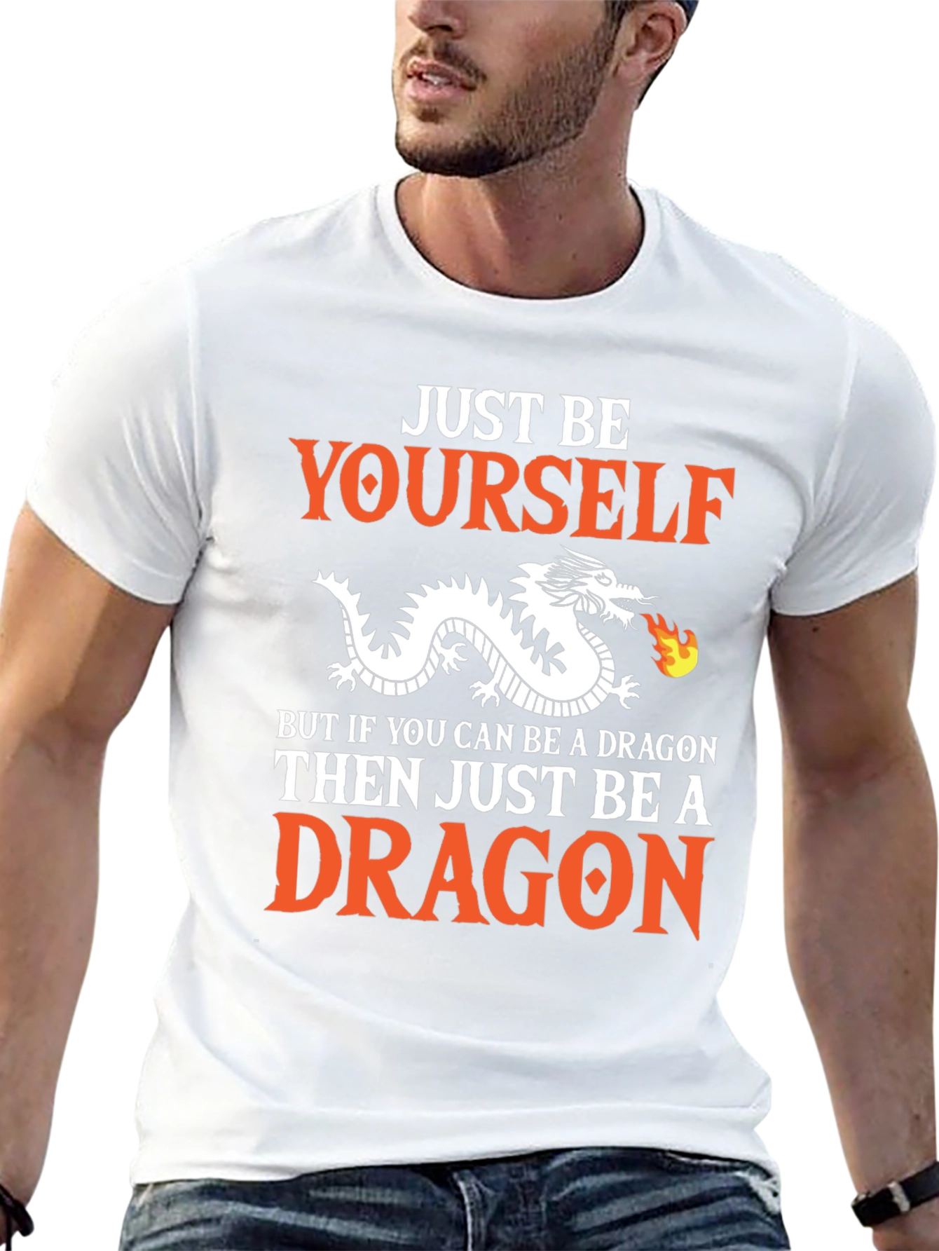 Black Just Be Yourself Dragon Graphic T-Shirt view 13