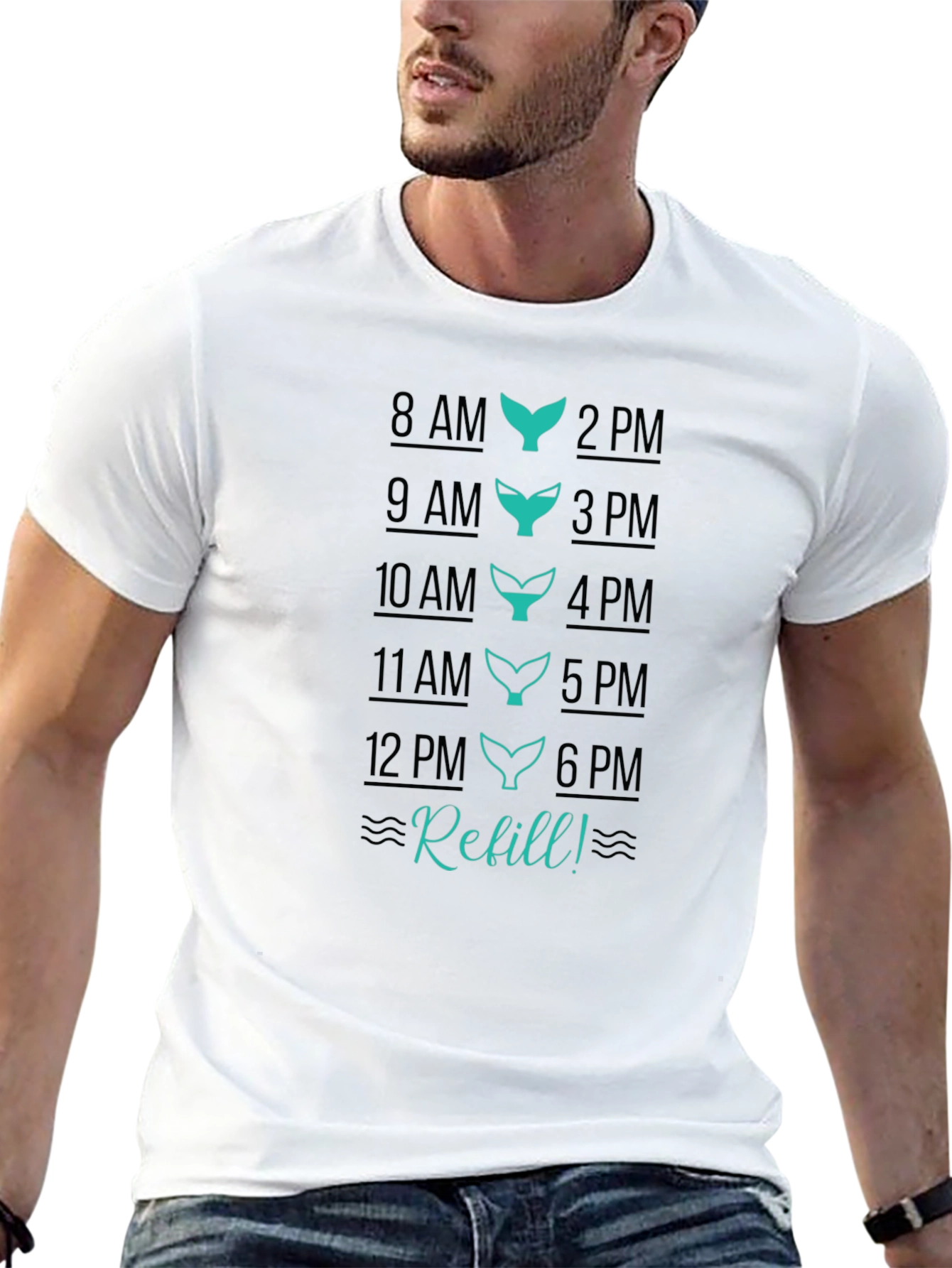 Black Refill Whale Tail Schedule T-Shirt view 13
