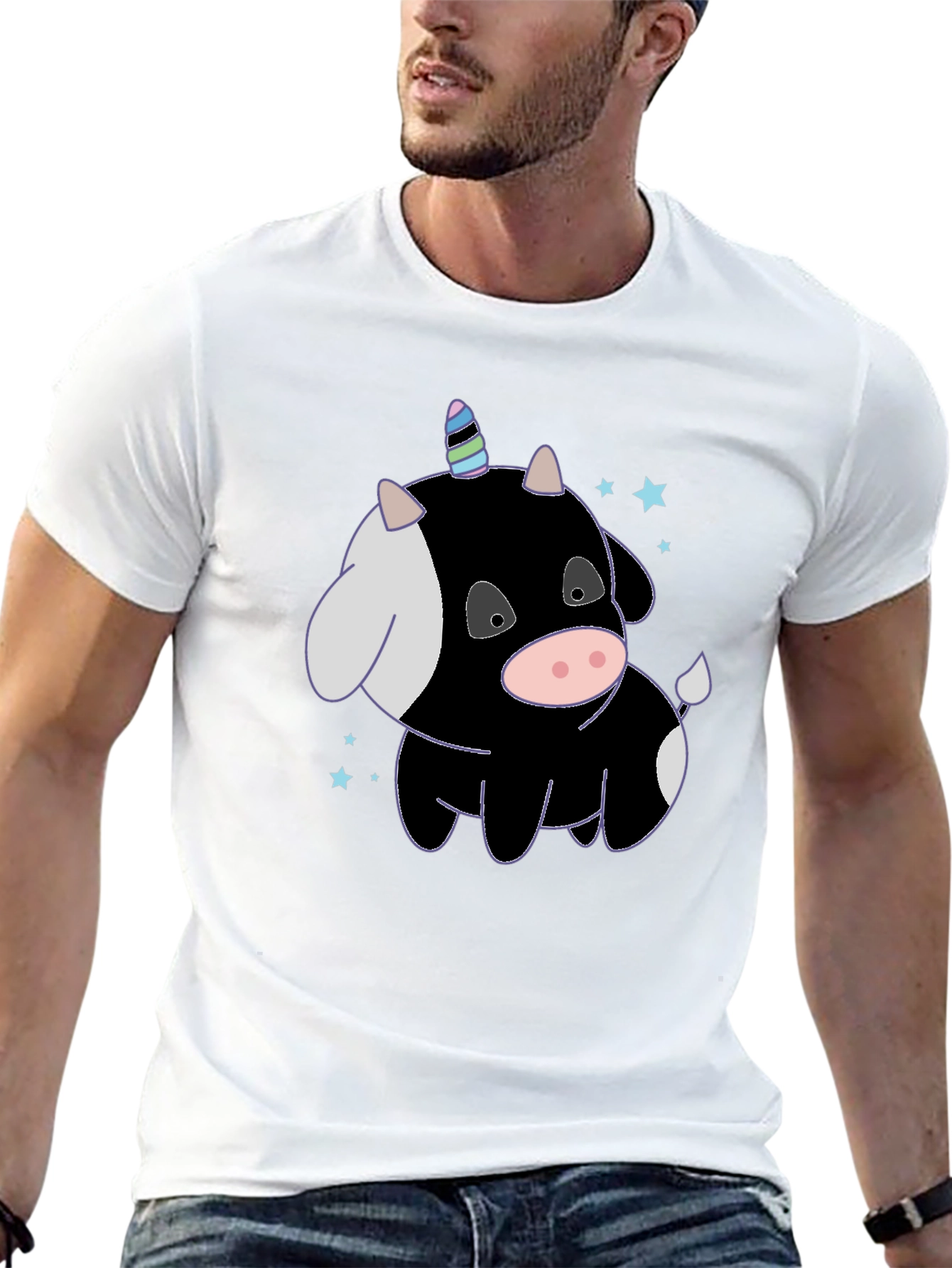 Black Unicorn Cow T-Shirt - Whimsical & Fun! view 13