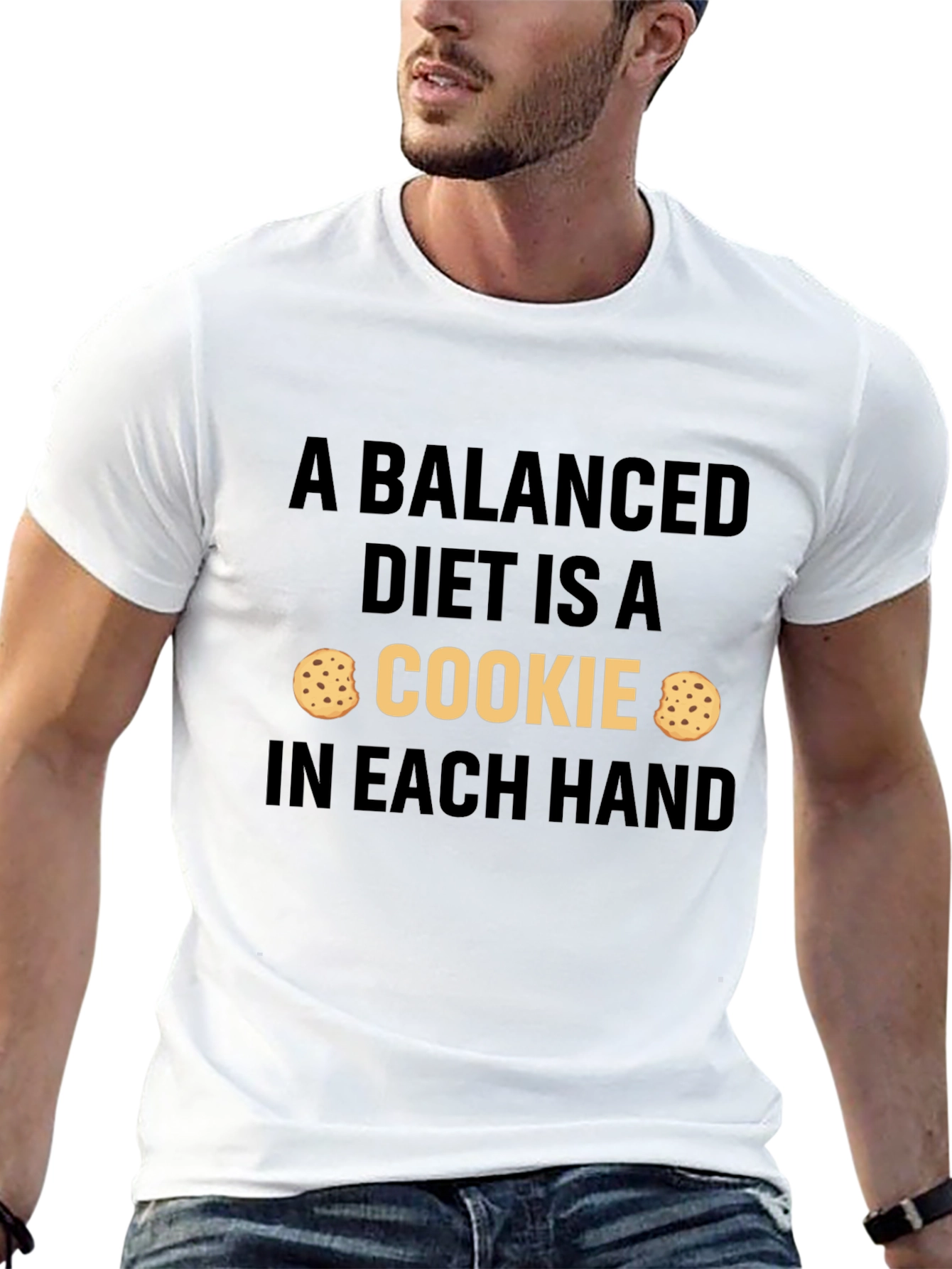 Black Balanced Diet Cookie T-Shirt: Funny Foodie Tee view 13