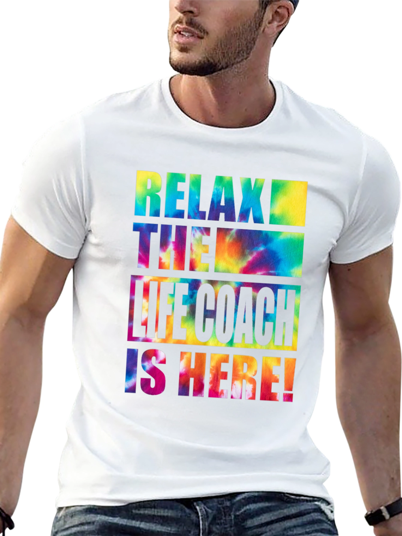 Black Relax Life Coach T-Shirt - Tie Dye Style view 13