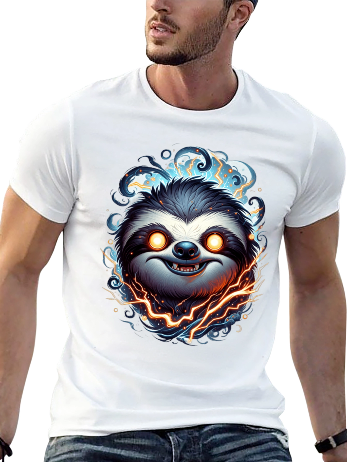 Black Electric Sloth Graphic Tee - Men's Black T-Shirt view 13