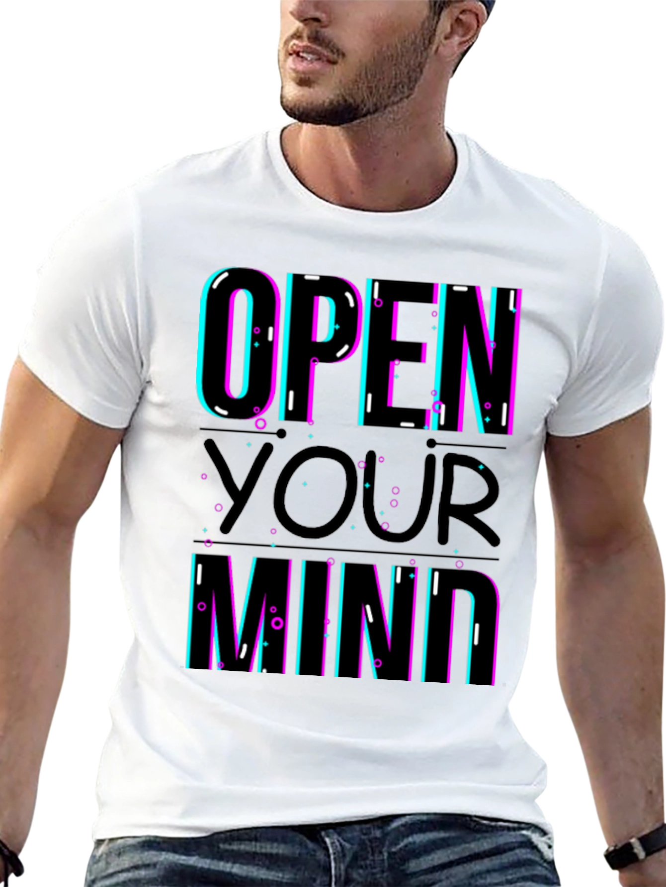 Black Open Your Mind Graphic T-Shirt - Trendy Design view 13