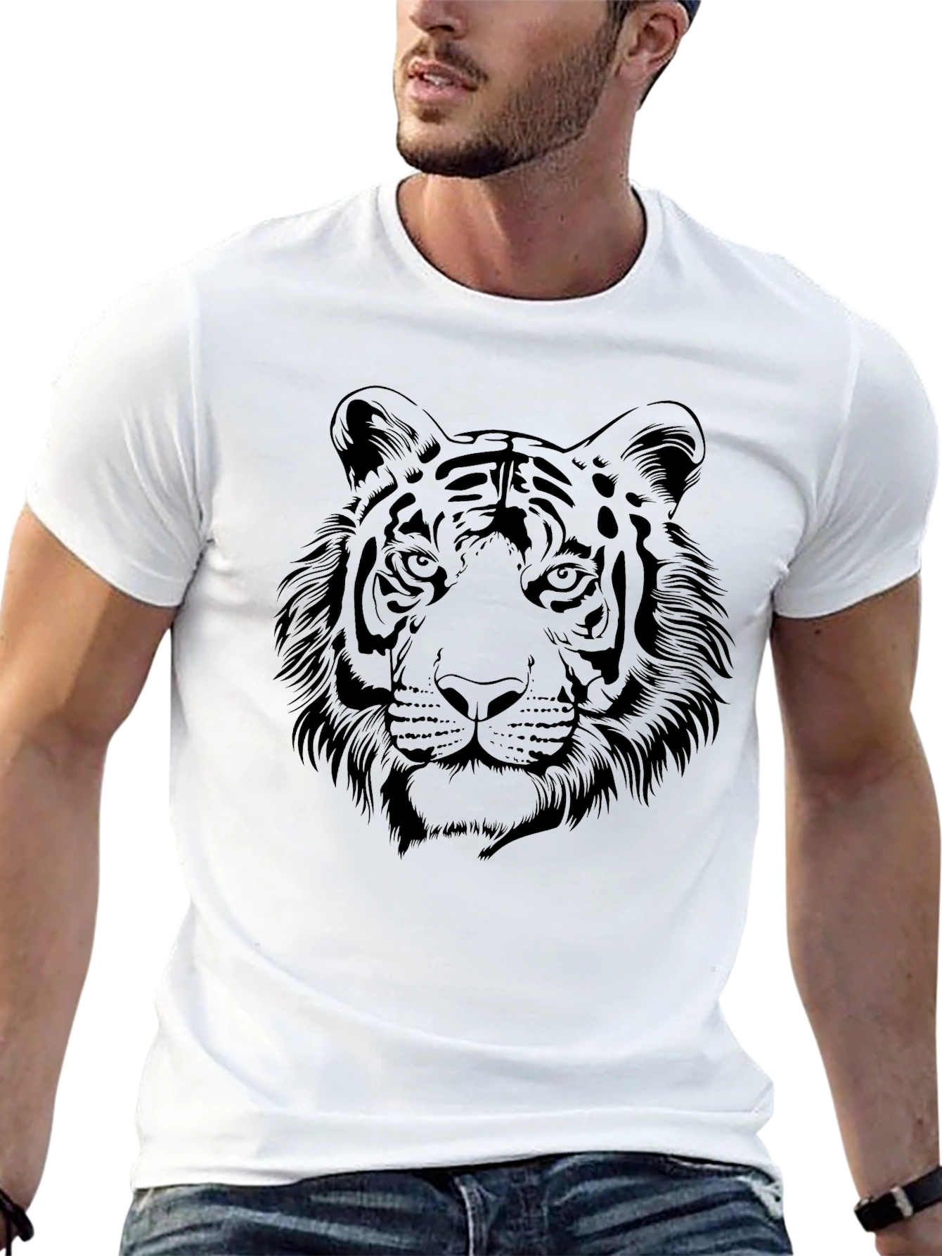 Black Tiger Graphic Black T-Shirt - Bold Animal Design view 13