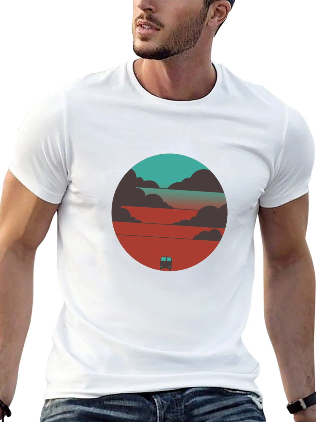 Black Sunset Journey Graphic Tee - Black Cotton Blend view 13