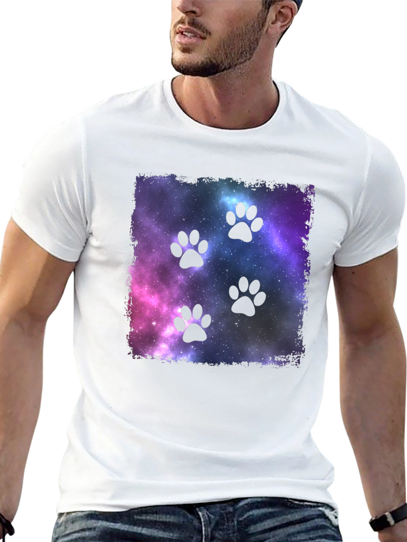 Black Galaxy Paw Print T-Shirt view 13