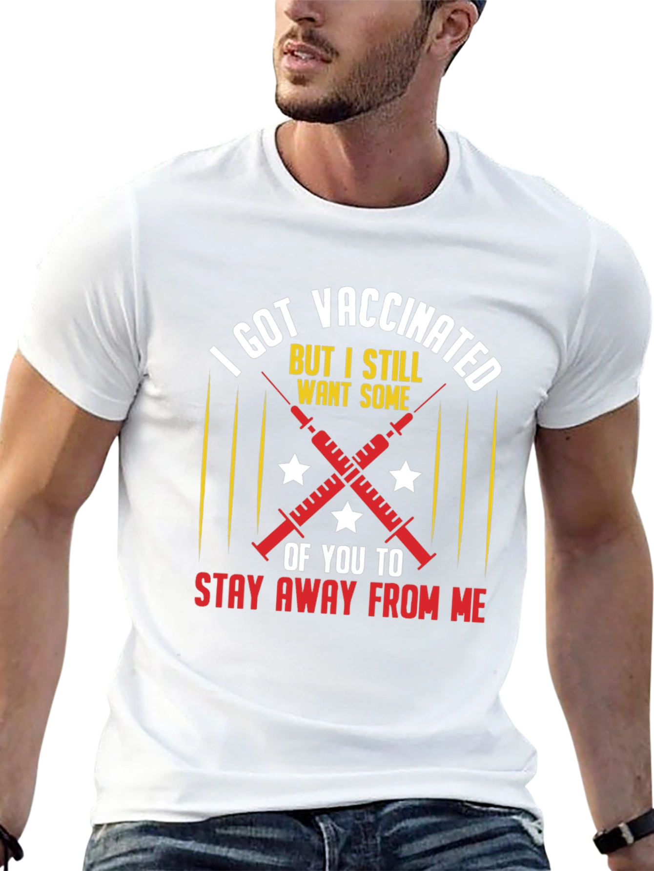 Black I Got Vaccinated T-Shirt: Stay Away From Me! view 13