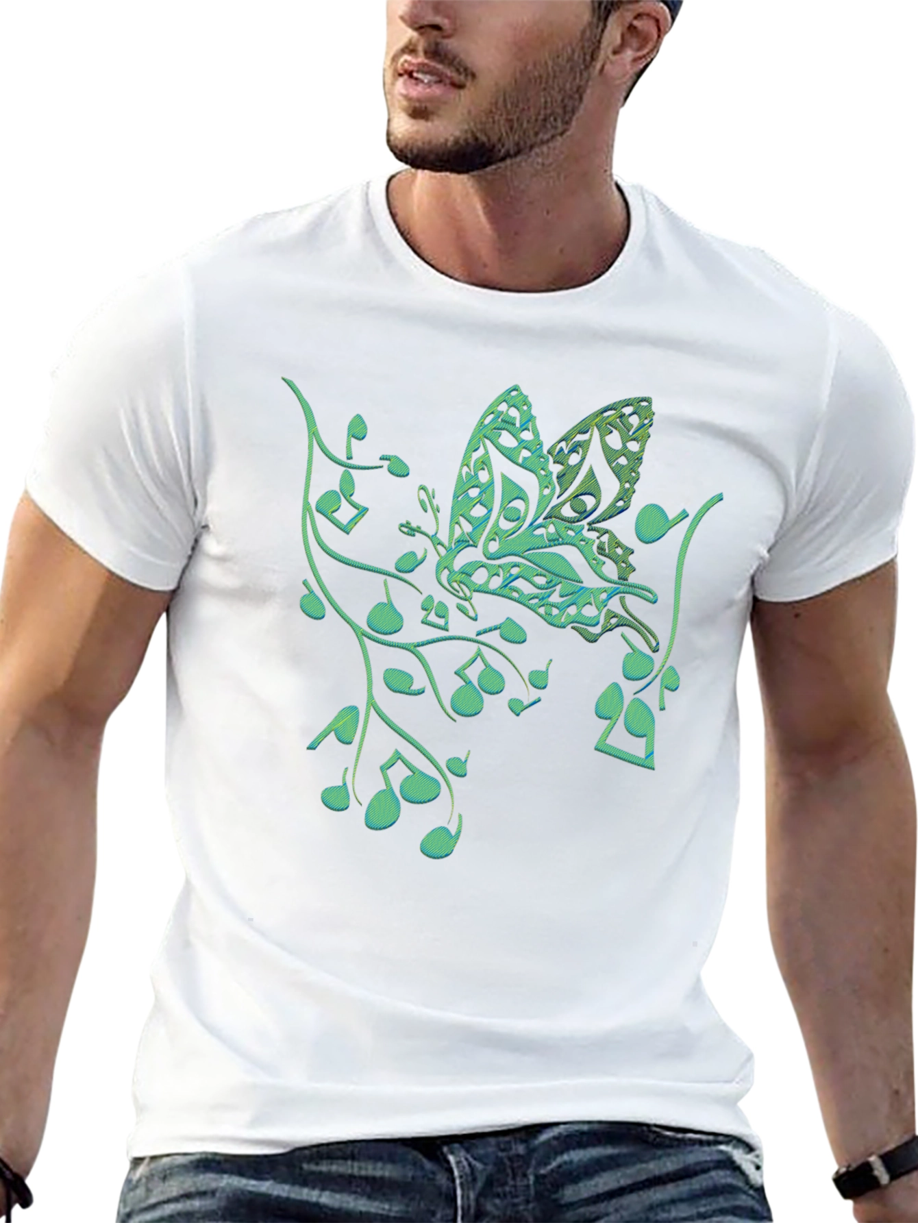 Black Music Butterfly Graphic T-Shirt view 13