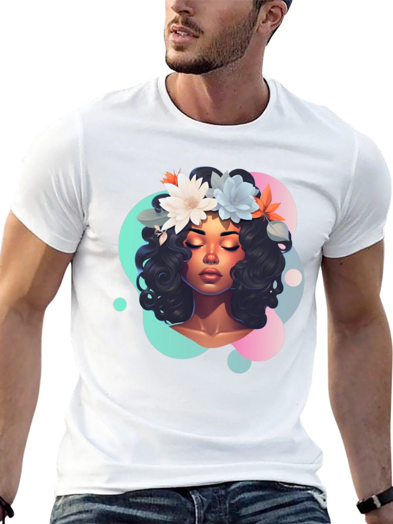 Black Floral Dream T-Shirt - Women's Graphic Tee view 13