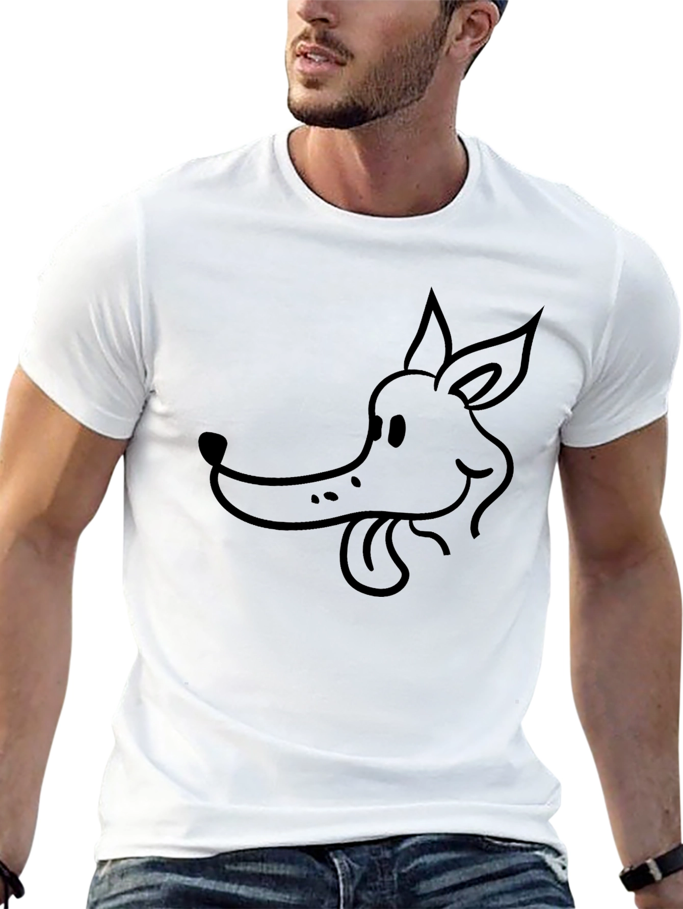 Black Black T-Shirt with Cartoon Dog Design view 13