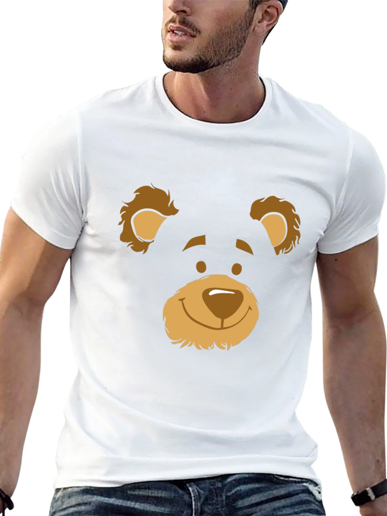 Black Black T-Shirt with Bear Face Graphic view 13