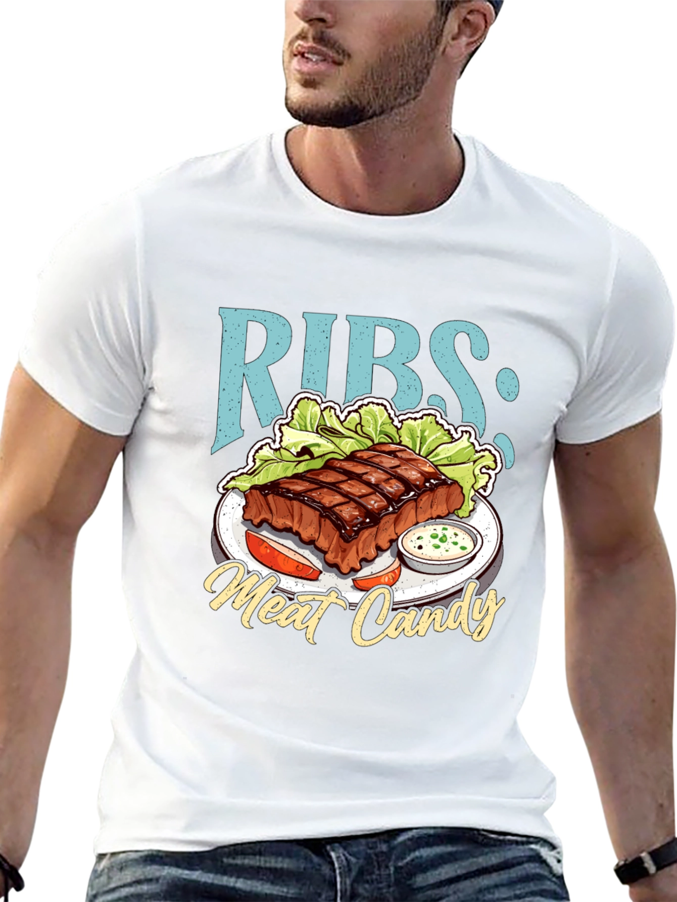 Black RIBS: Meat Candy T-Shirt - BBQ Lover Tee view 13