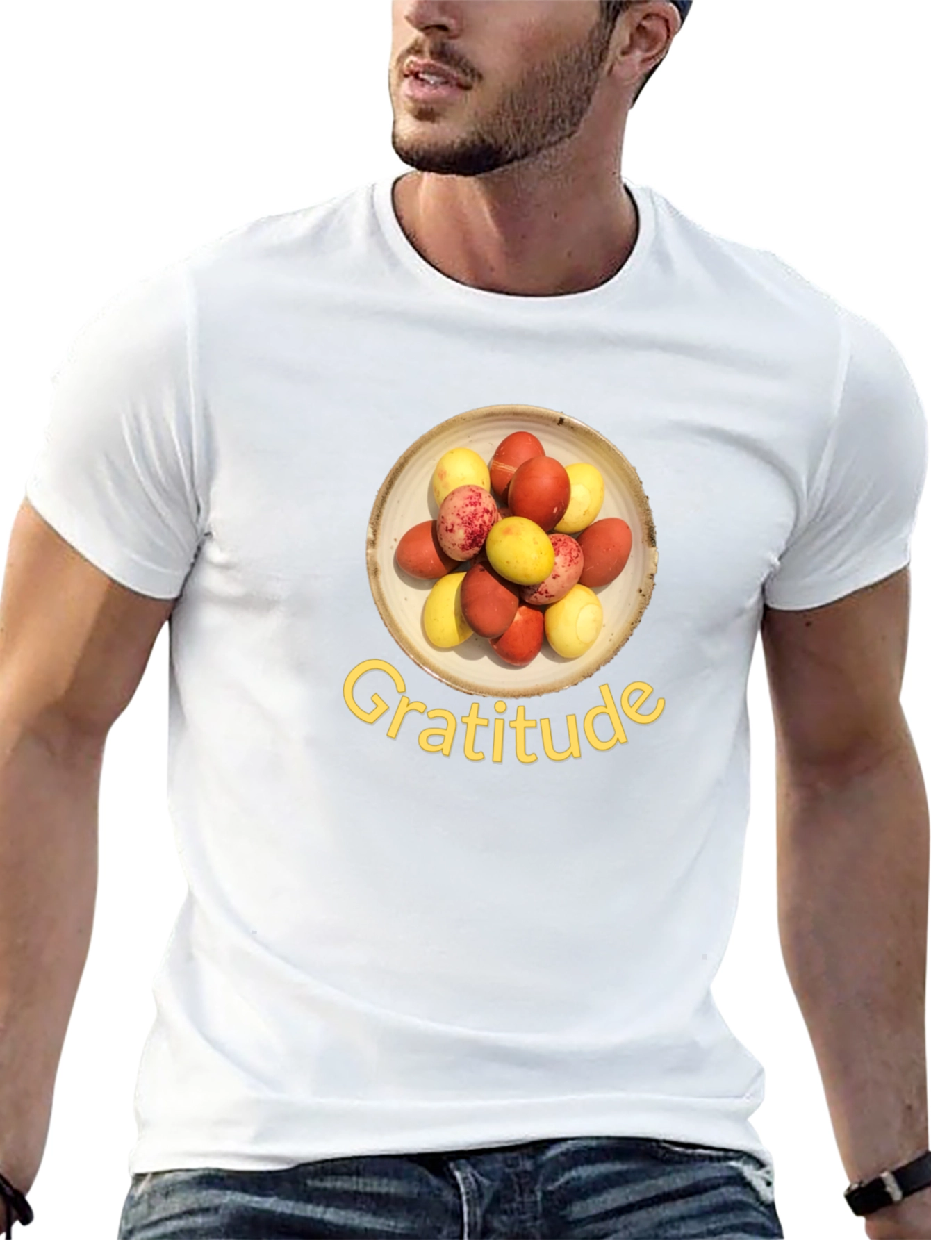 Black Gratitude T-Shirt: Colorful Egg Design, Soft Cotton Blend view 13