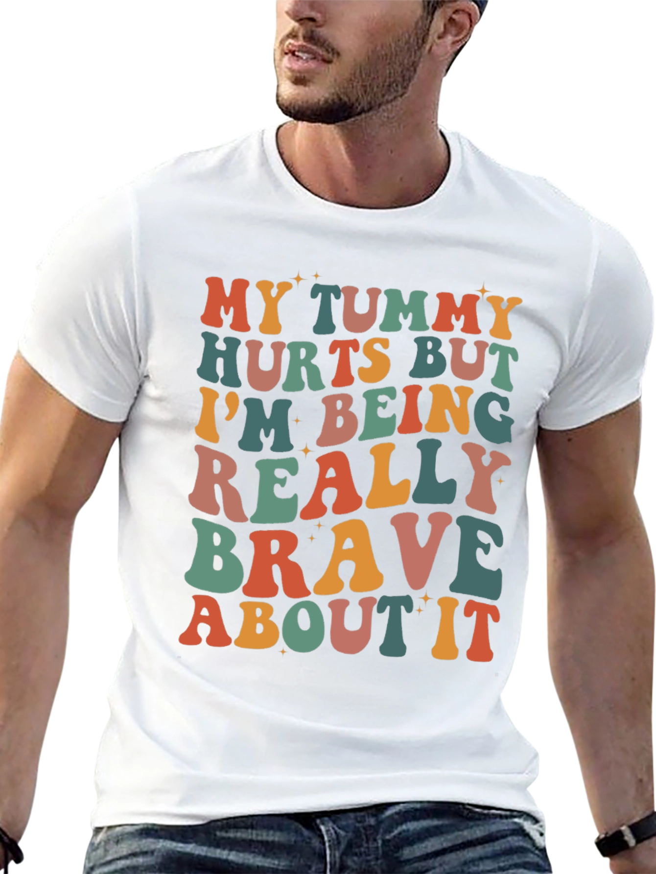 Black Funny Tummy Hurts Brave Graphic Tee view 13