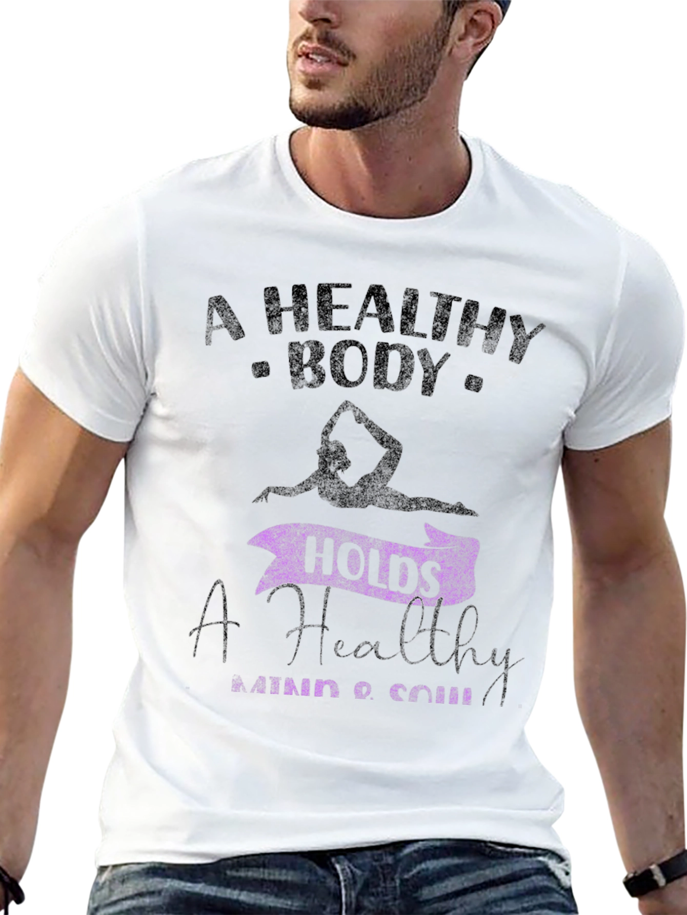 Black Healthy Body, Healthy Mind T-Shirt view 13