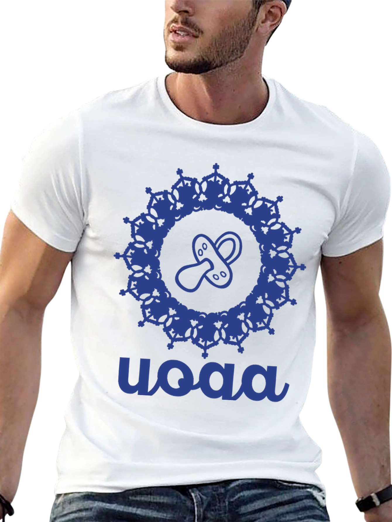 Black Stylish Blue Baby Pacifier Mandala Black T-Shirt view 13