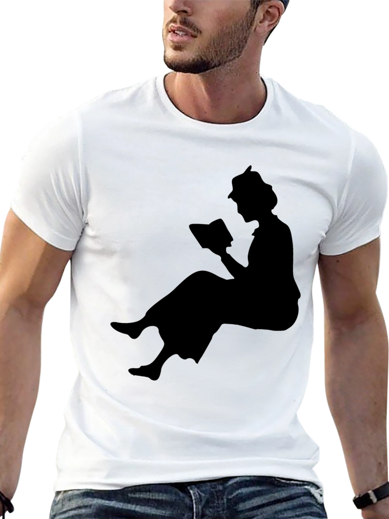 Black Silhouette Reading T-Shirt - Black view 13