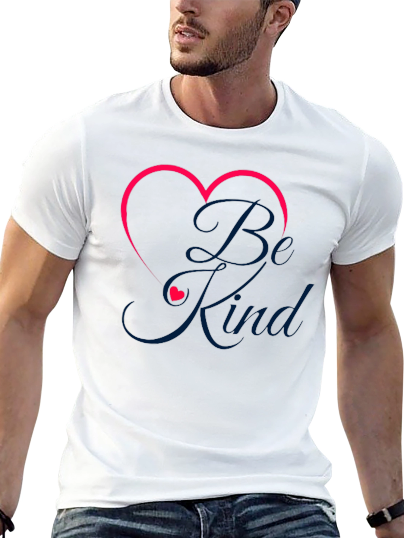 Black Be Kind Heart Graphic Tee - Soft Cotton Blend T-Shirt view 13