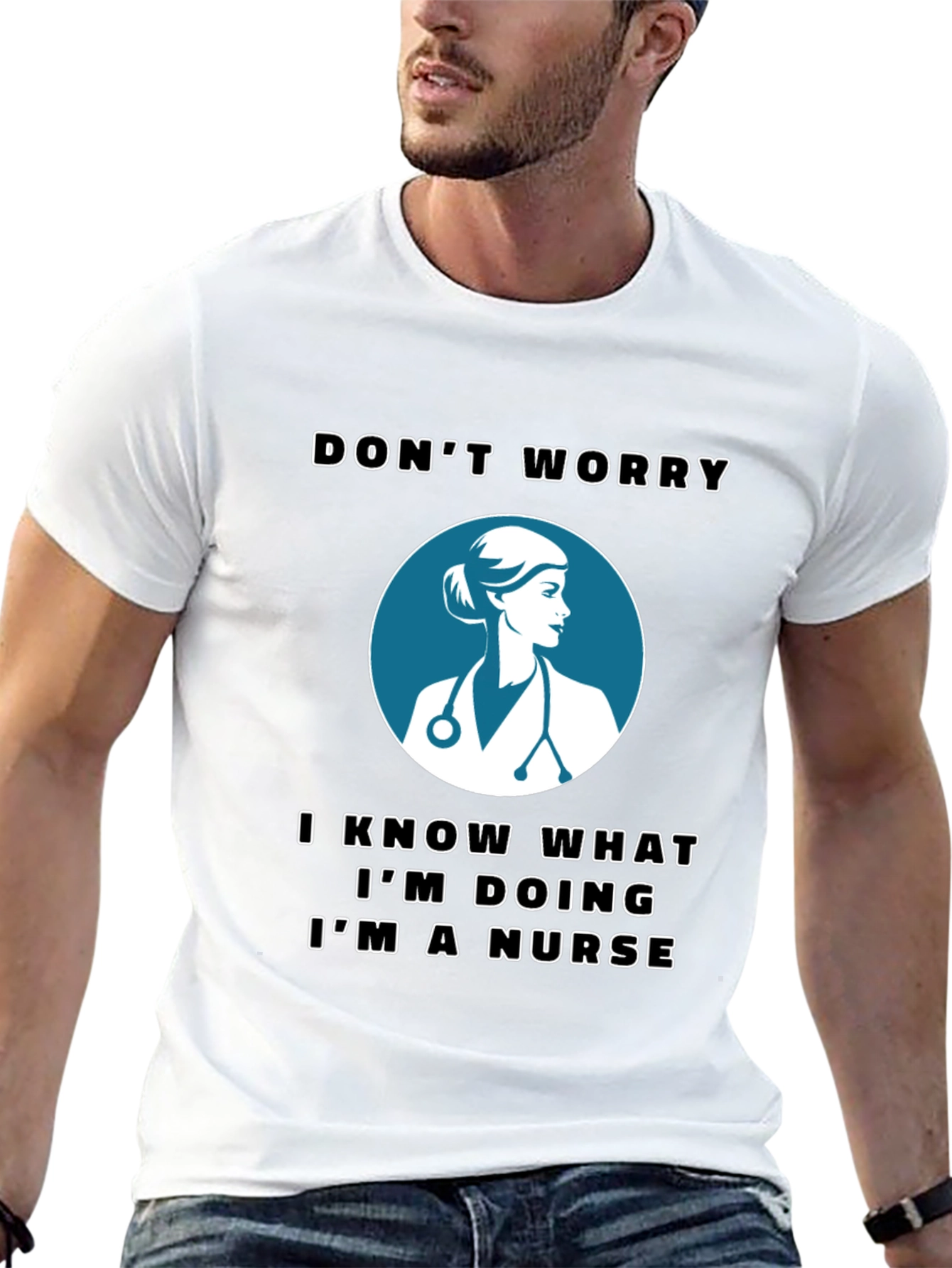 Black Nurse T-Shirt - Don't Worry, I'm a Nurse view 13