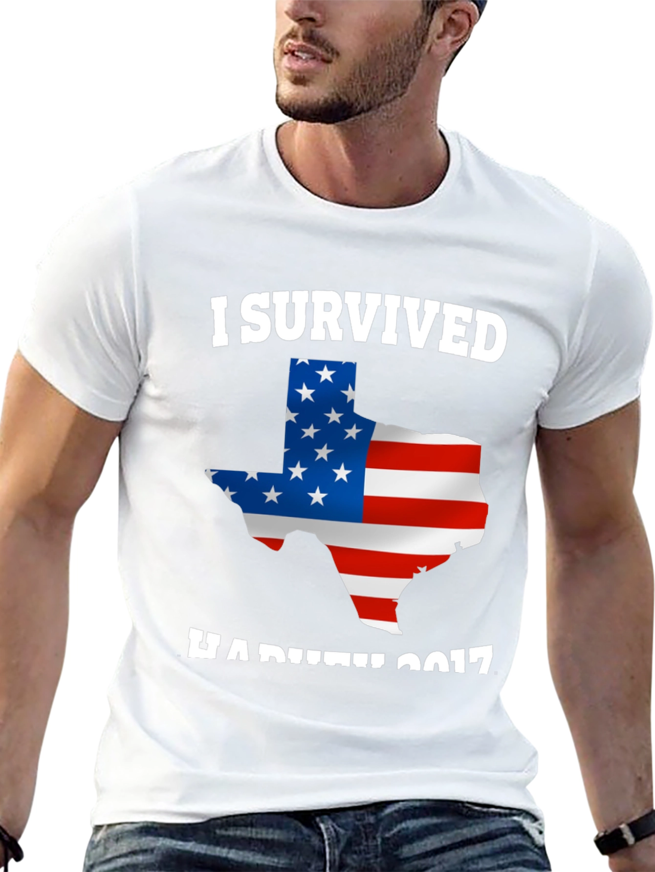 I Survived Hurricane Harvey 2017 Texas USA Flag T-Shirt - 13