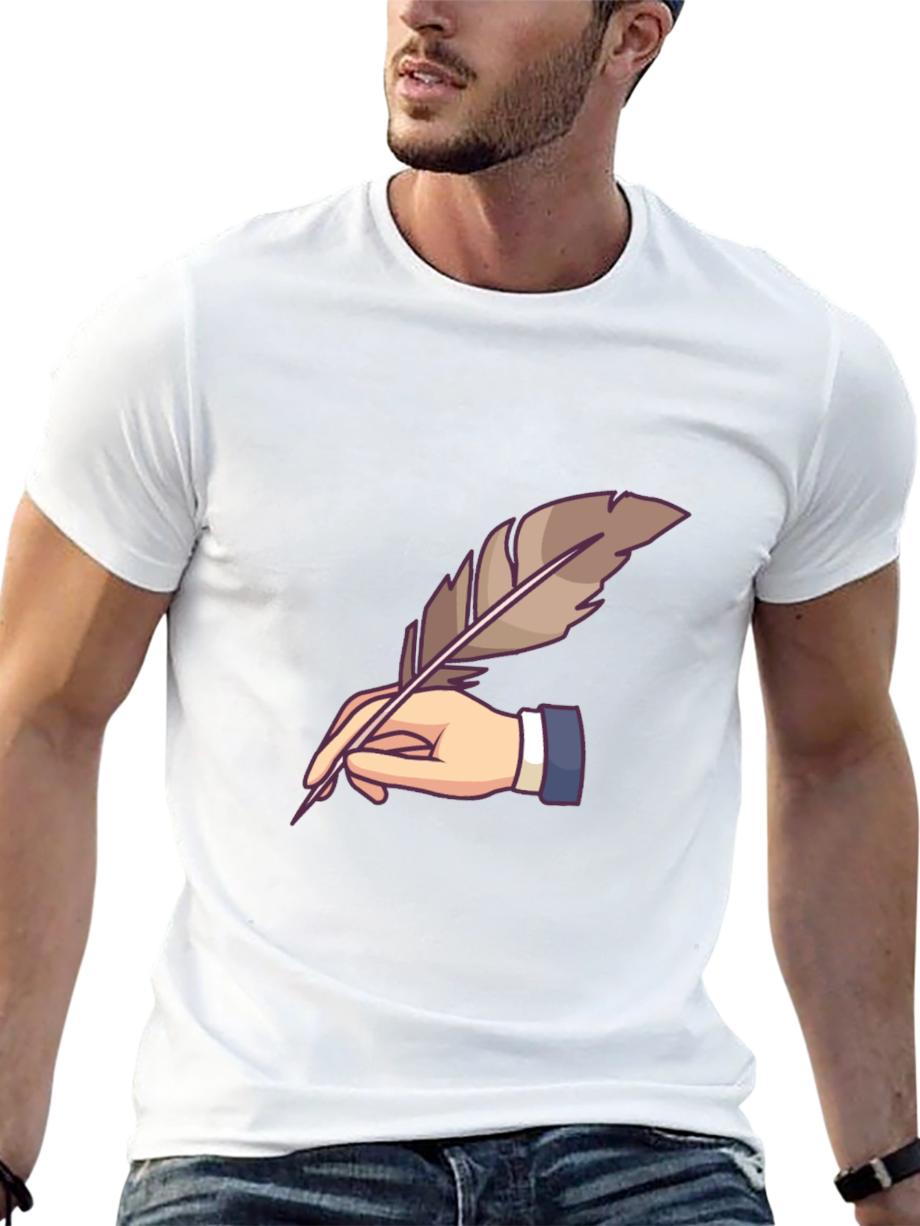Black Quill Pen Writer Graphic Tee view 13