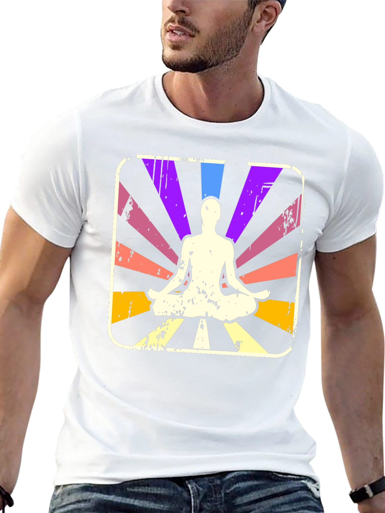 Black Yoga Meditation Graphic Tee - Retro Style view 13
