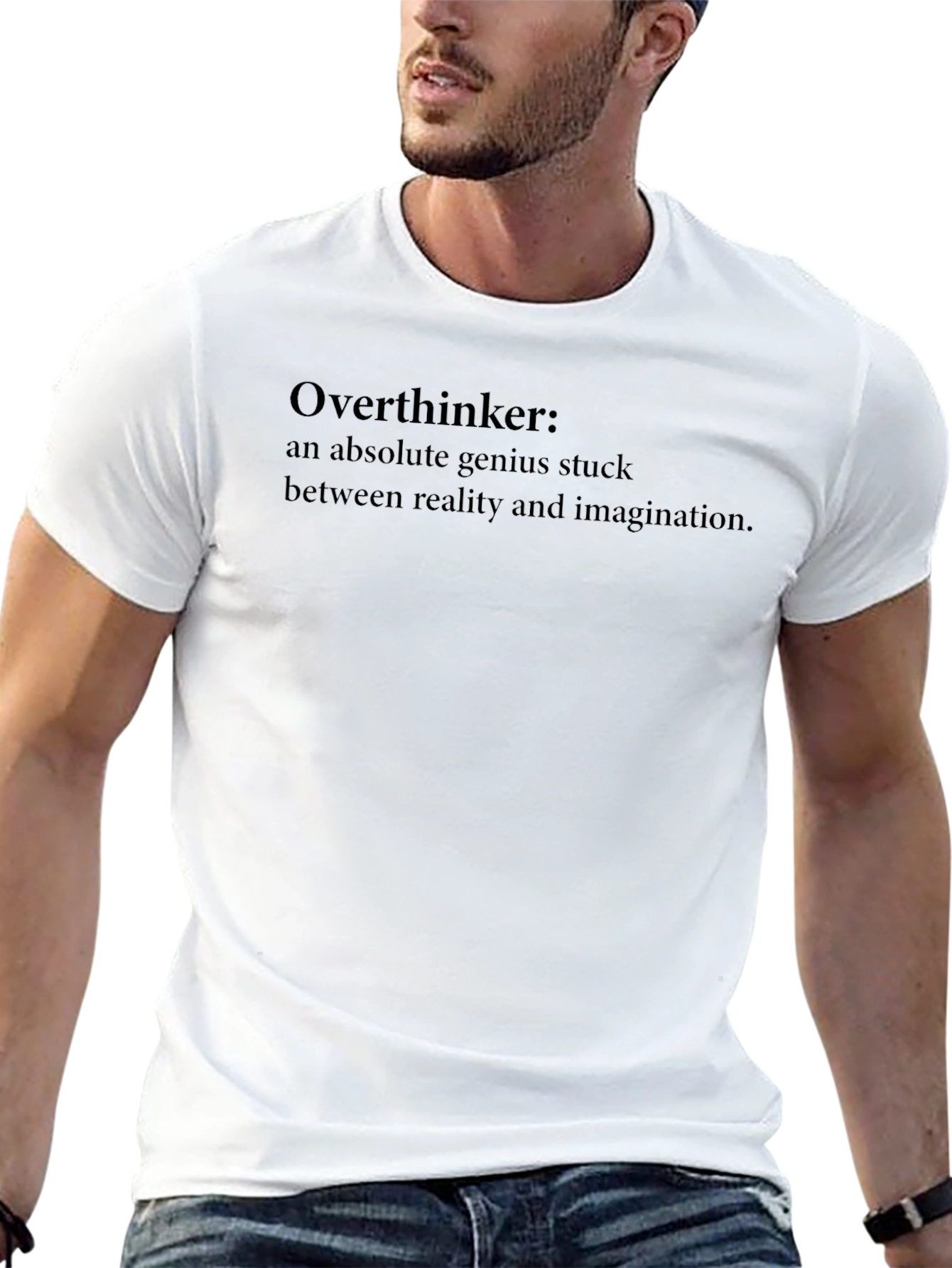 Black Overthinker Graphic T-Shirt - Genius Stuck in Imagination view 13