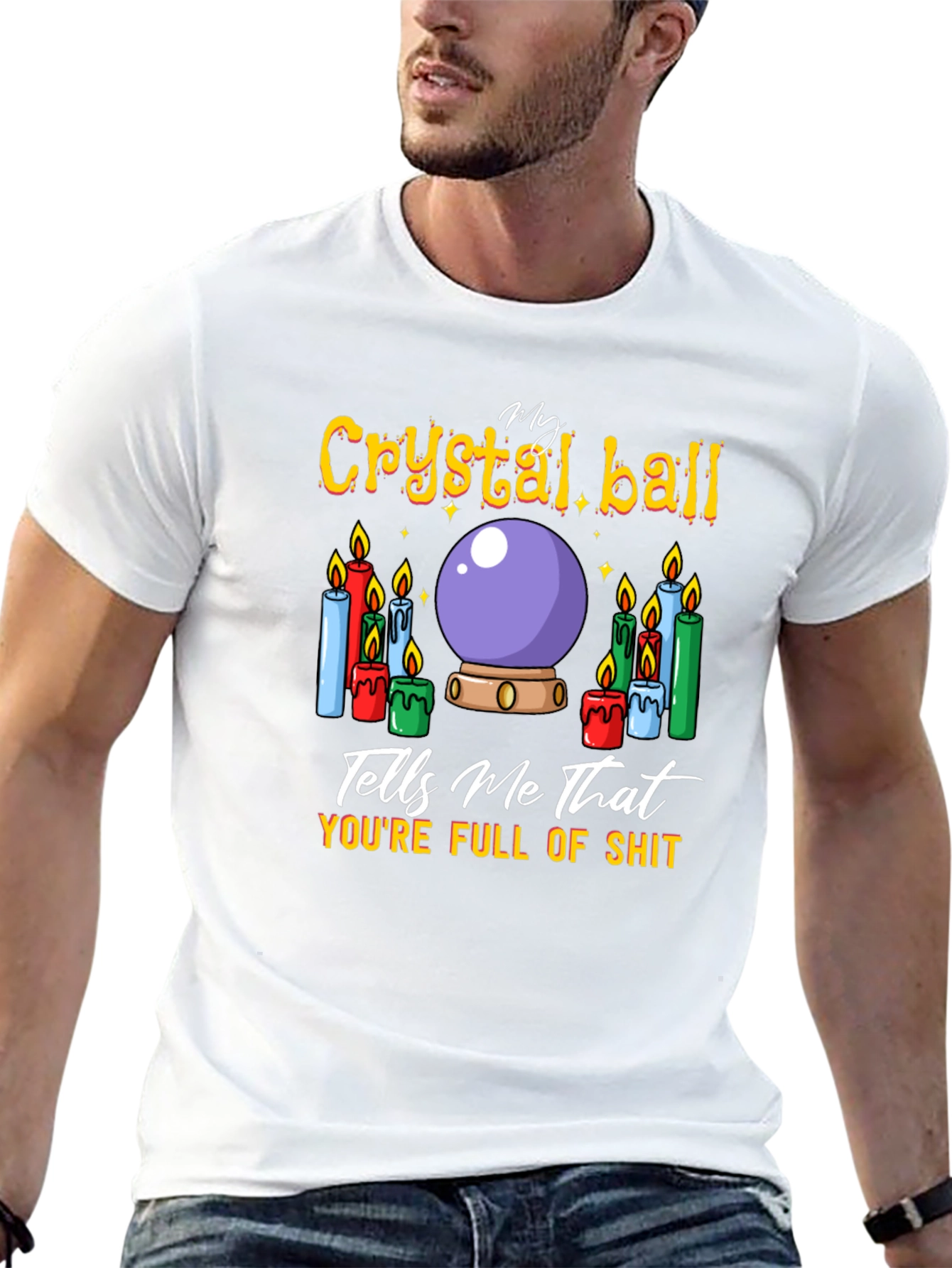 Black Crystal Ball Humor Graphic T-Shirt view 13