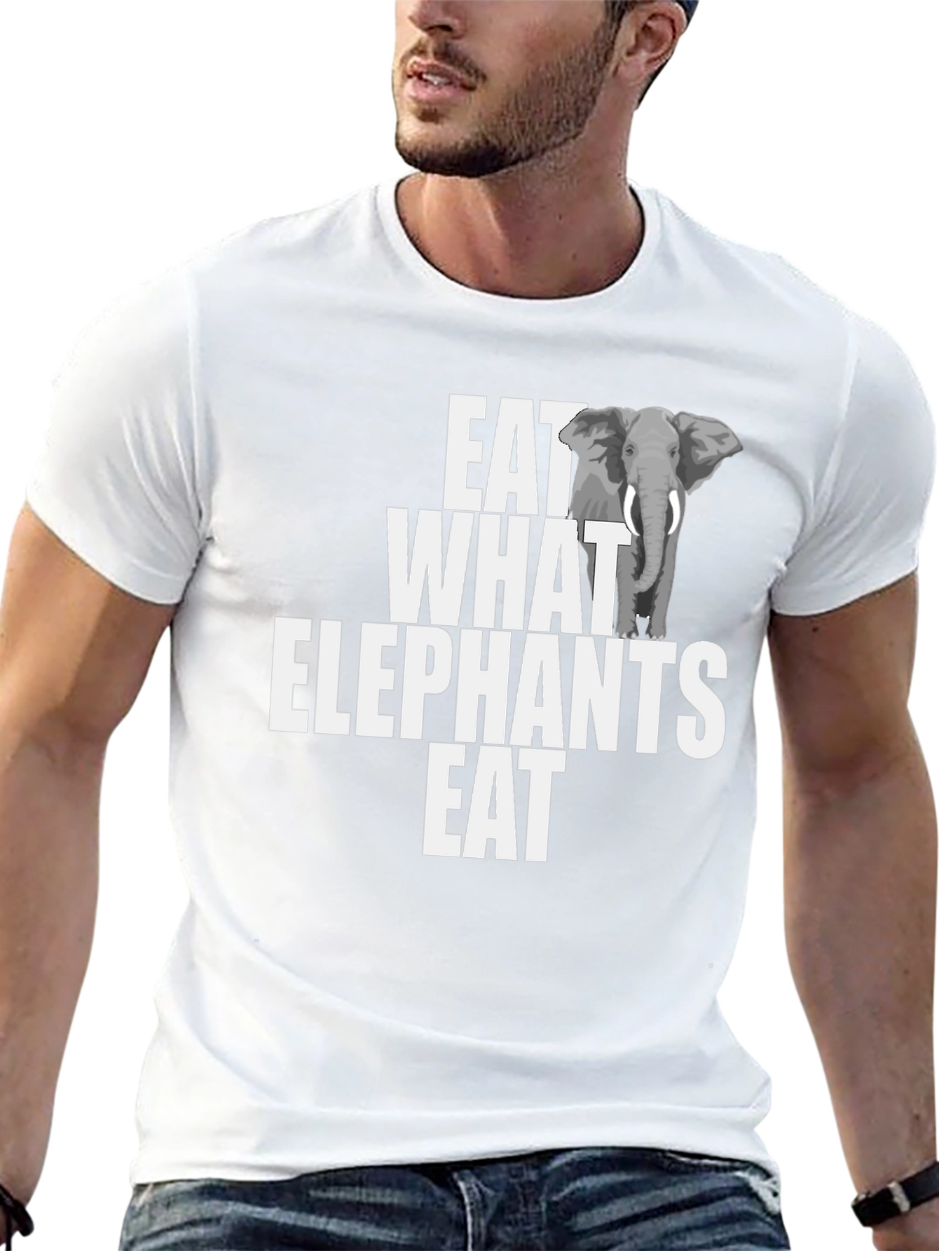 Black Eat What Elephants Eat Funny Graphic T-Shirt view 13