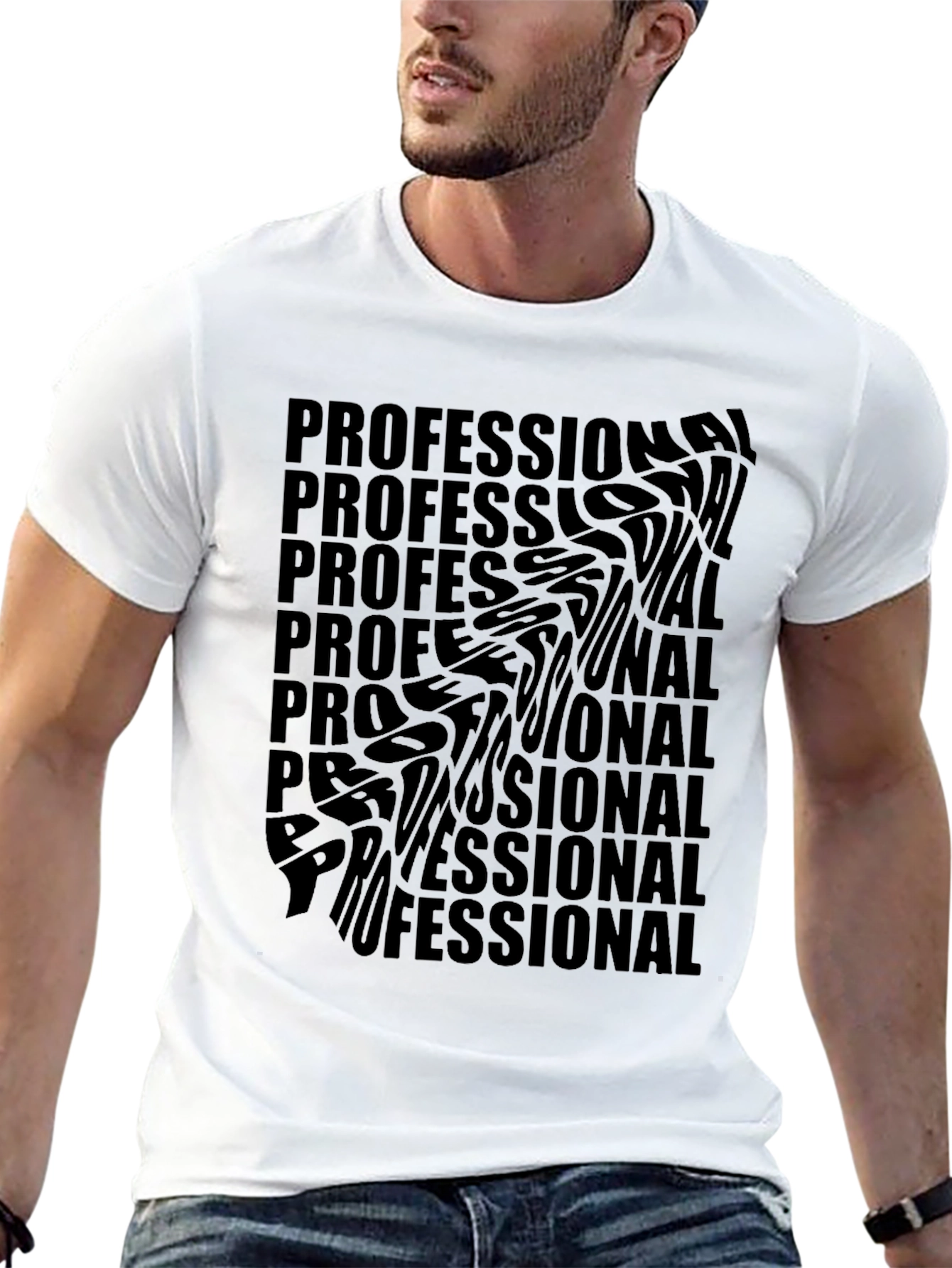 Black Professional Distorted Text Black T-Shirt view 13