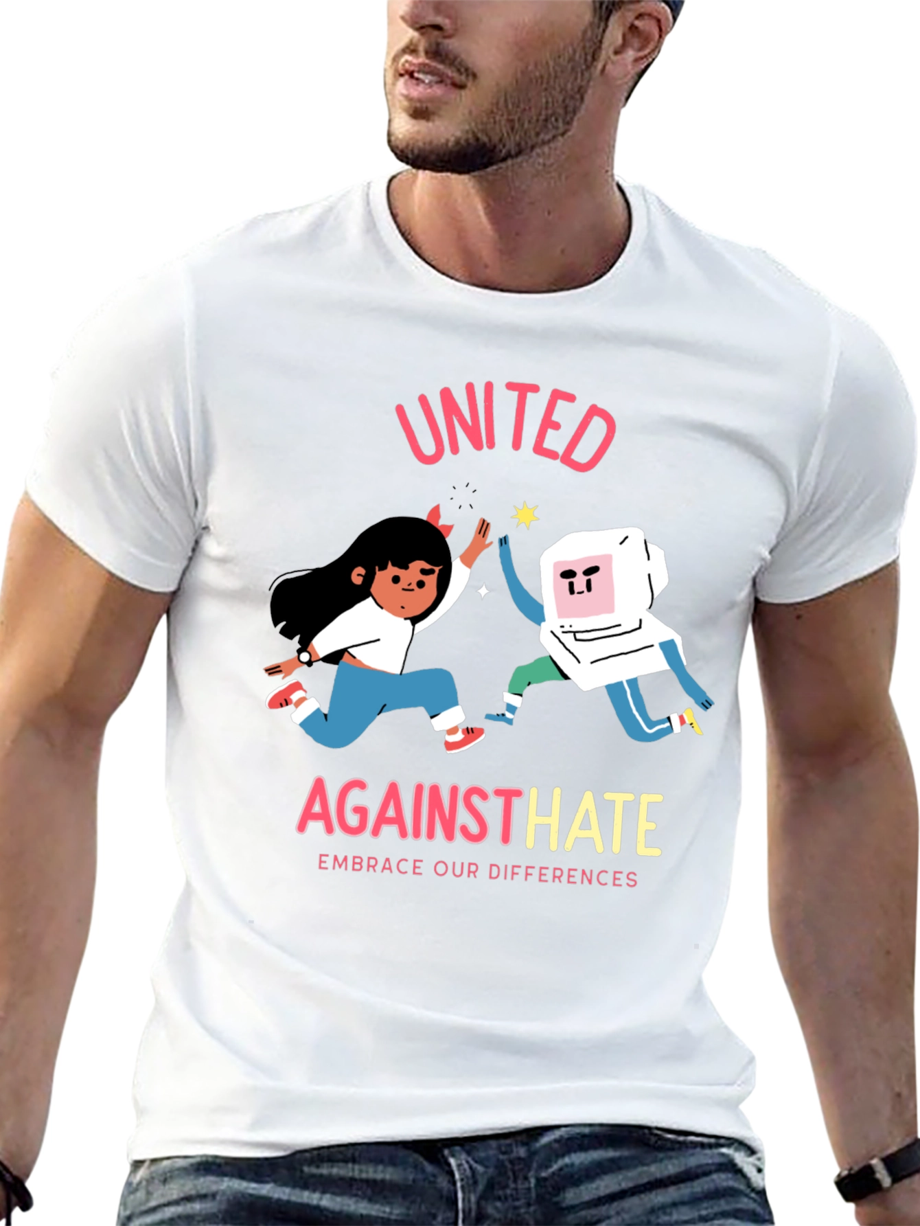 Black United Against Hate Graphic T-Shirt view 13