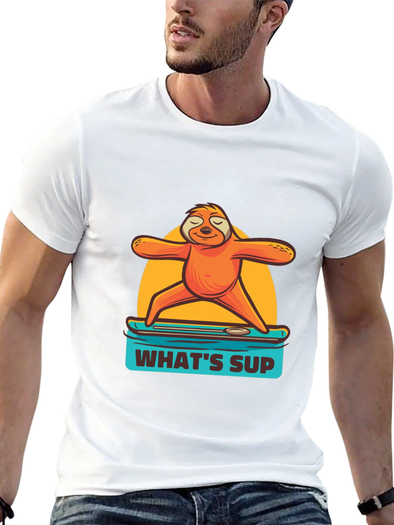Black Sloth Yoga Paddleboard T-Shirt - What's Sup? view 13