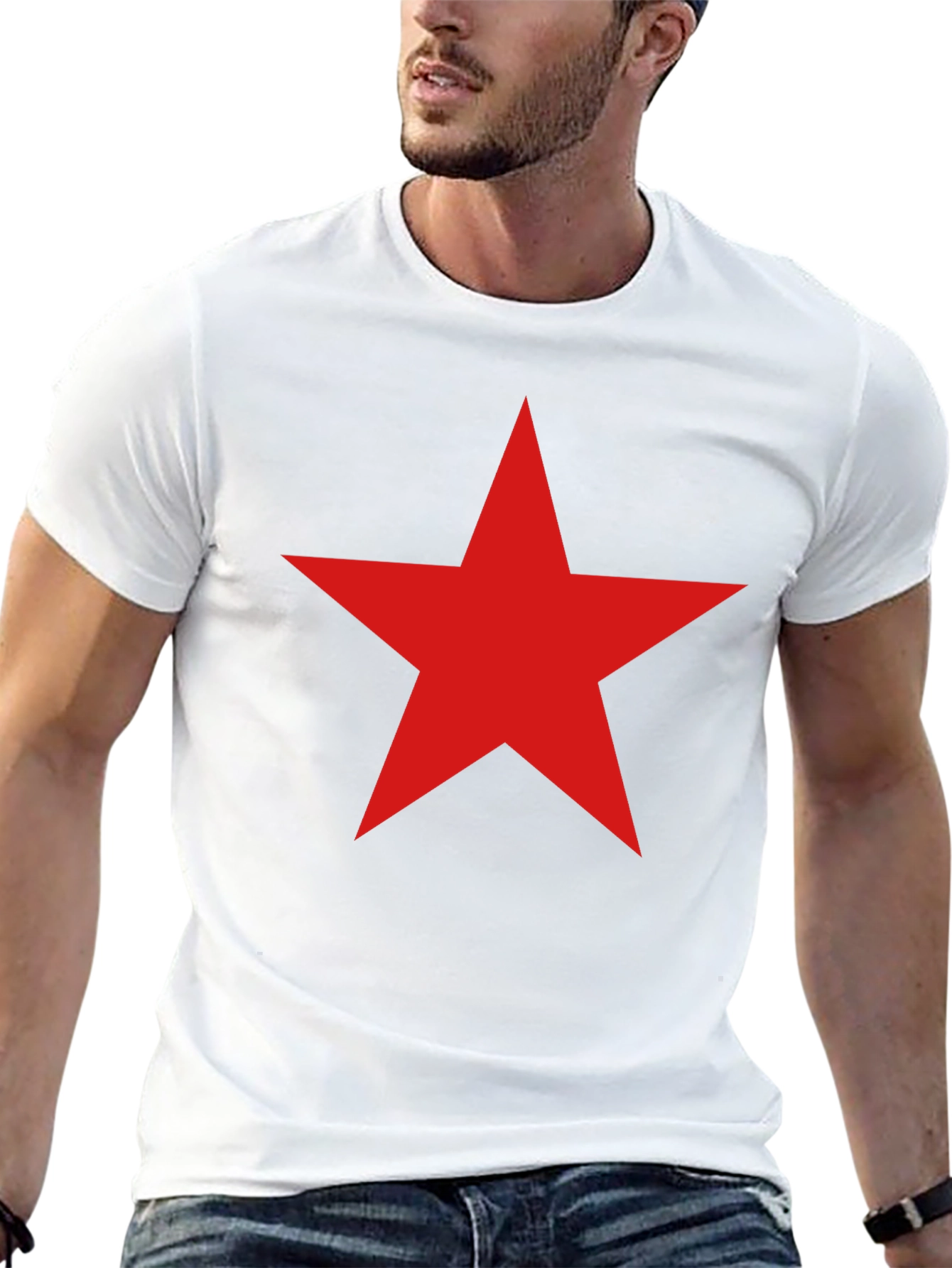 Black Red Star Graphic Tee - Mens Black T-Shirt view 13