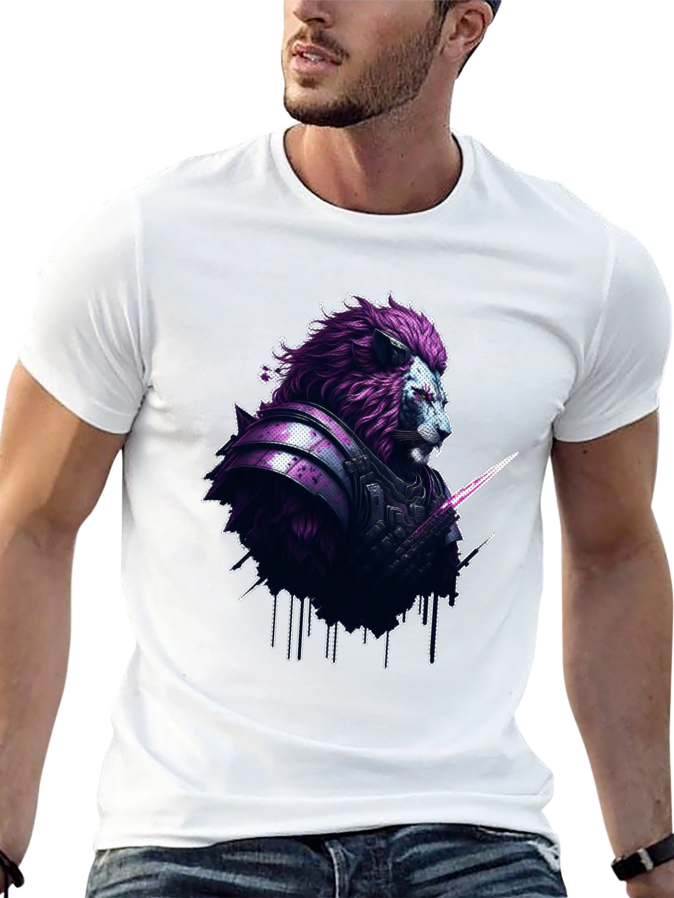 Black Lion Warrior Graphic Tee - Stylish Men's T-Shirt view 13