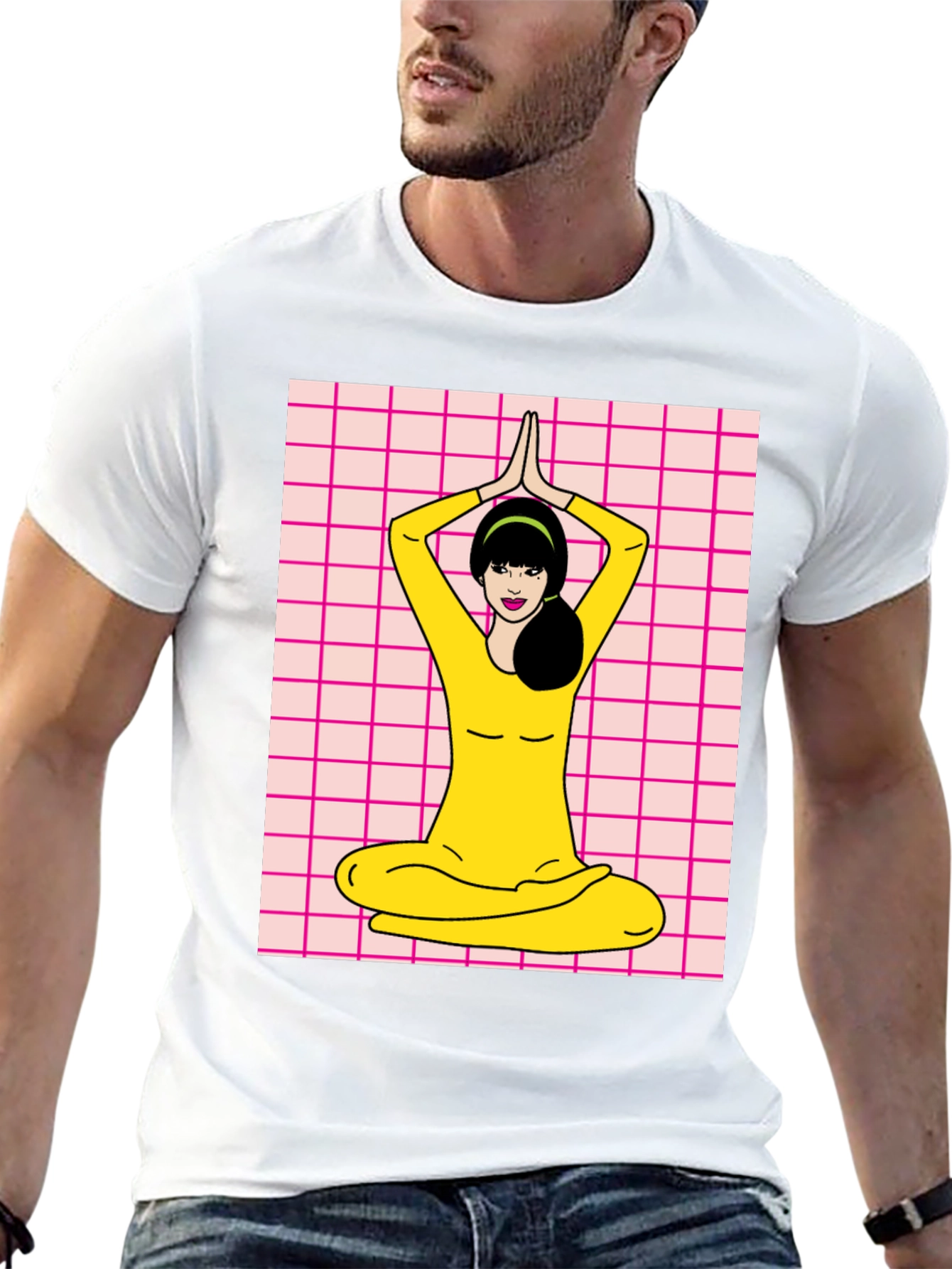 Black Yoga Girl Graphic Tee - Retro Style view 13