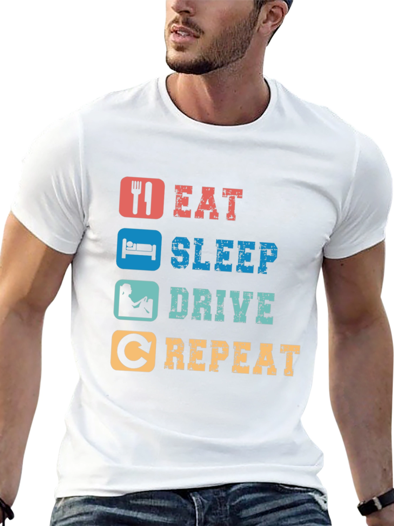 Black Eat Sleep Drive Repeat T-Shirt view 13