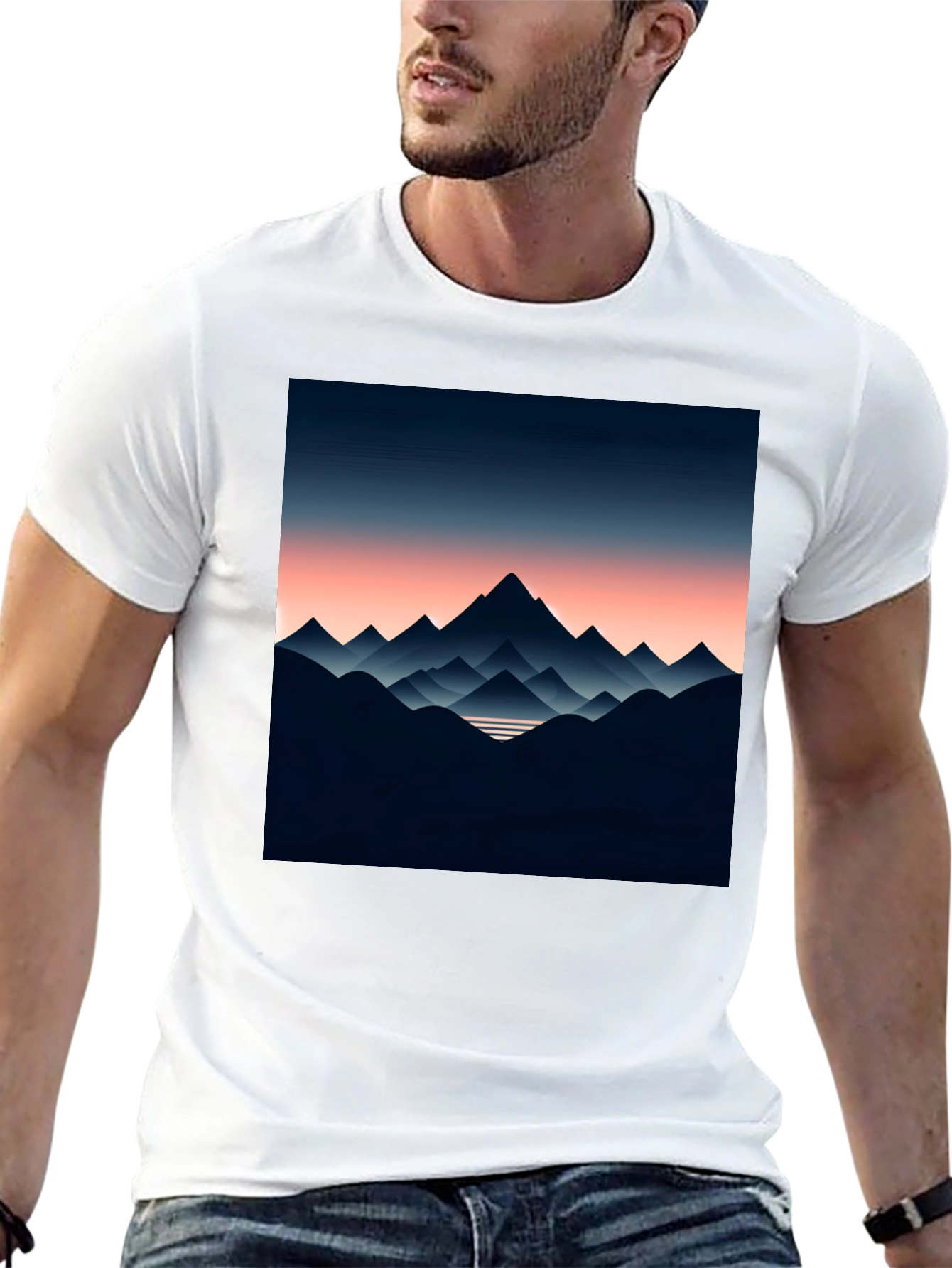 Black Mountain Range Graphic Tee - Stylish Men's Black T-Shirt view 13