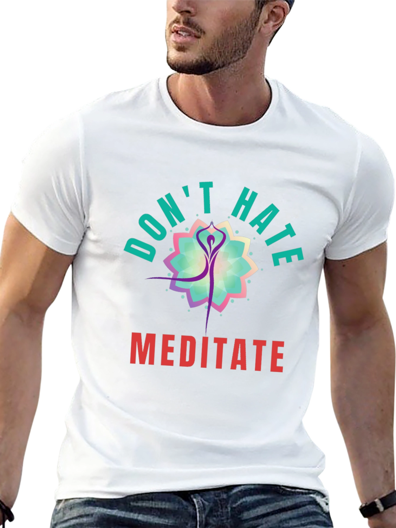 Black Don't Hate Meditate Black Graphic Tee view 13