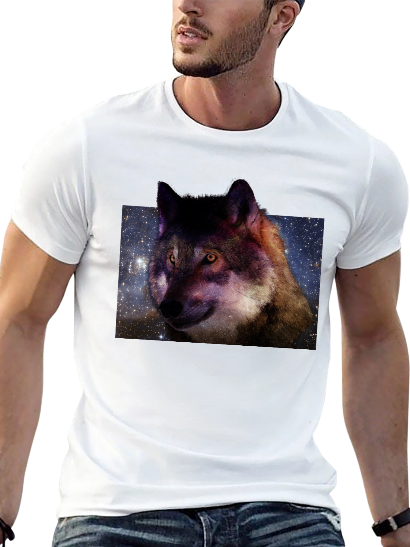 Black Galaxy Wolf Graphic Tee view 13