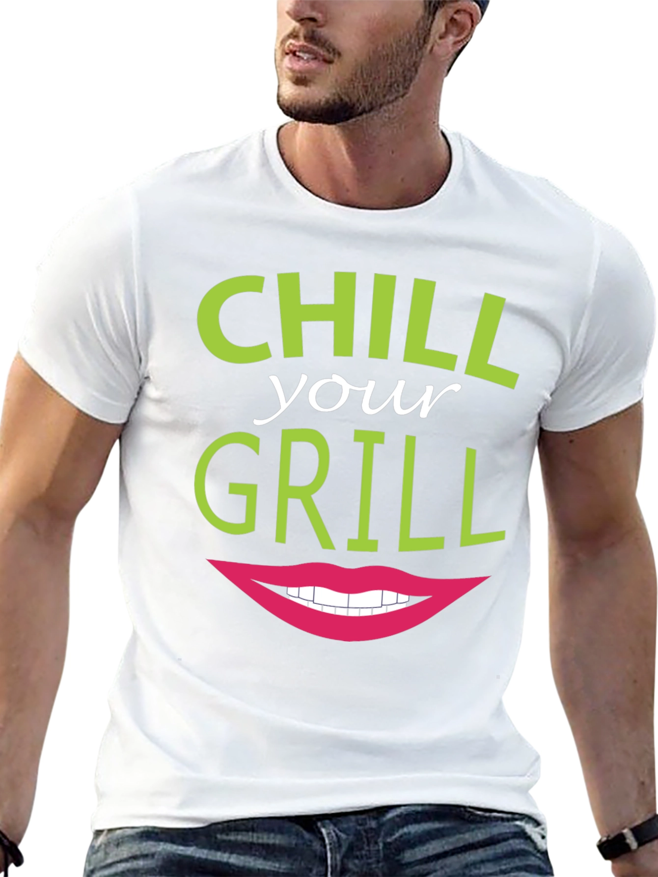 Black Chill Your Grill Funny Graphic T-Shirt view 13